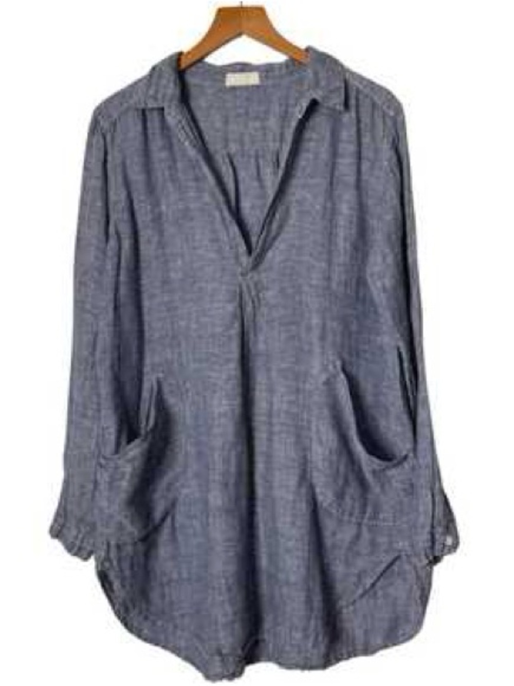 CP Shades Navy Blue Teton Linen Cover Up Tunic Oversized pockets size Small S